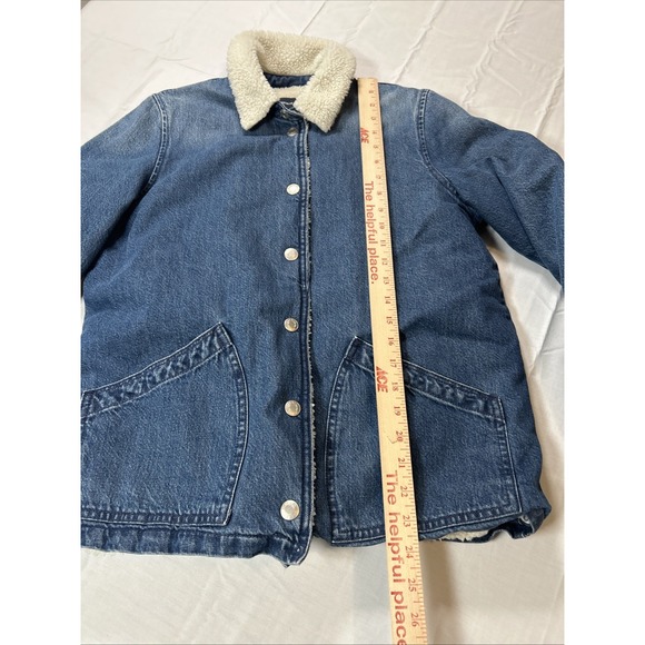 J Crew Jean Jacket Womens Size Small Sherpa Lined Blue Denim Trucker Rancher - Picture 5 of 12